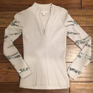 NWOT Boston proper Silver sequin sweater in XS